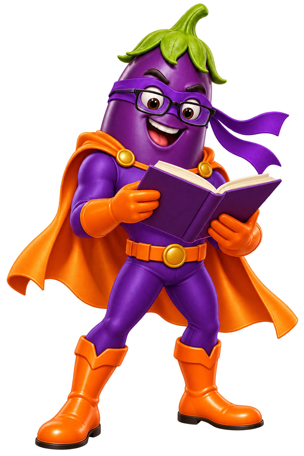 Super-héros Himero debout avec un livre et des lunettes d'intello