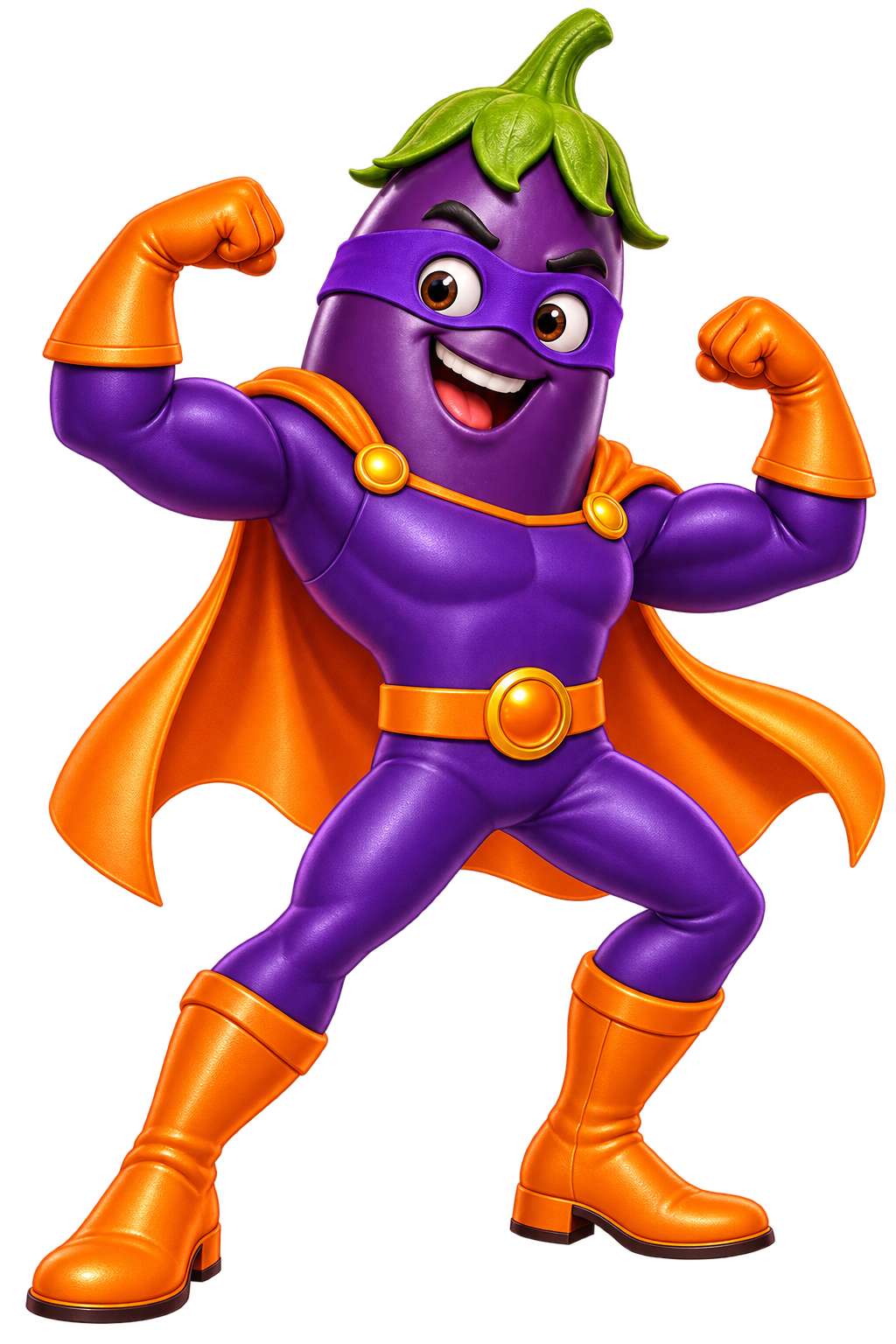 Super-héros Himero debout, contractant ses biceps